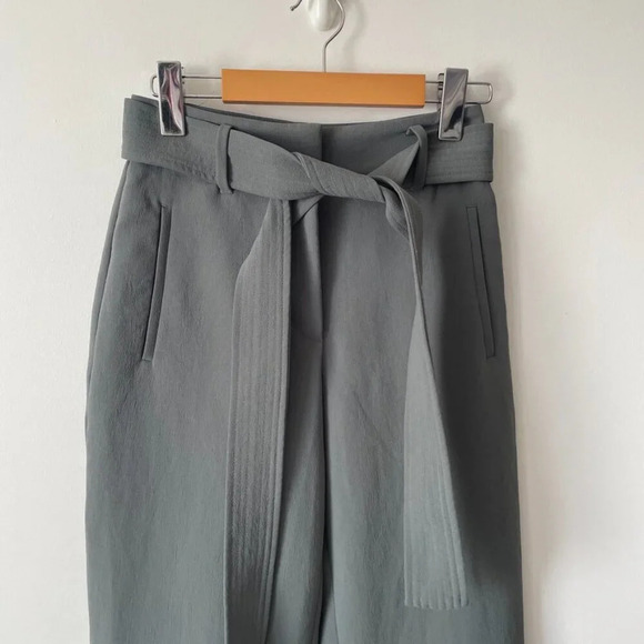 Aritzia Wilfred Tie-Front Jallade Cropped High Waisted Pant Green Size 0 - Picture 3 of 6